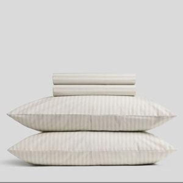 Percale Sheet Set - Bone Stripe King