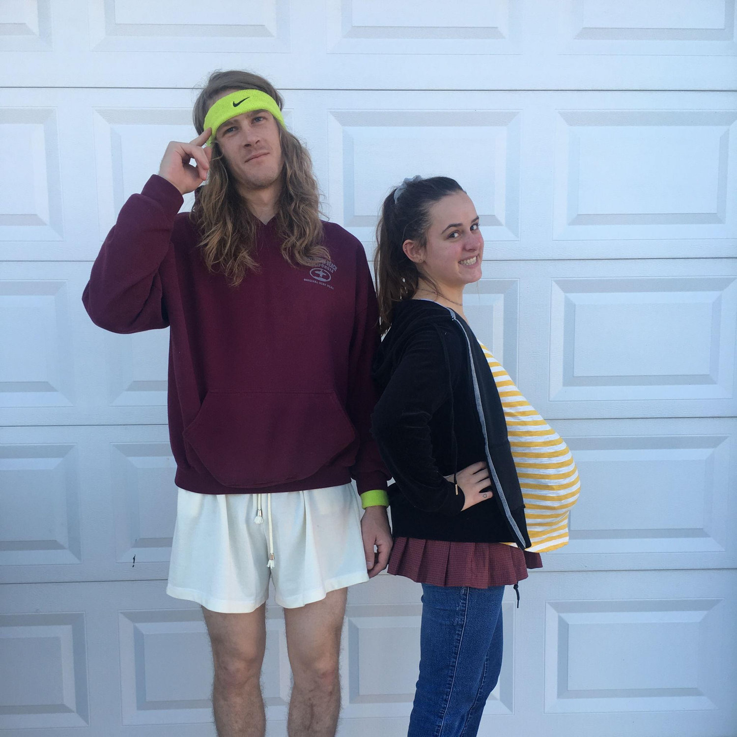 Our first couple halloween costume, Mike's a good sport. October 2017.