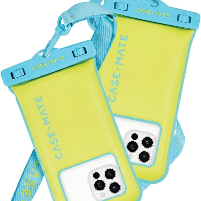 Case-Mate 2 Pack IP68 Waterproof Phone Pouch - Floating Waterproof Phone Case w/Crossbody Lanyard - Beach Cruise Ship Travel Essentials - Compatible w/All Devices, Touchscreen Friendly - Citrus Splash