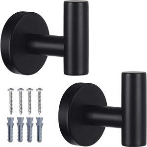 2 Pack Bathroom Towel Hooks Wall Mount Hooks Matte Black Towel Racks Coat Hooks, Heavy Duty Robe Hook Holder for Kitchen Garage Home Hotel Office Cabinet
