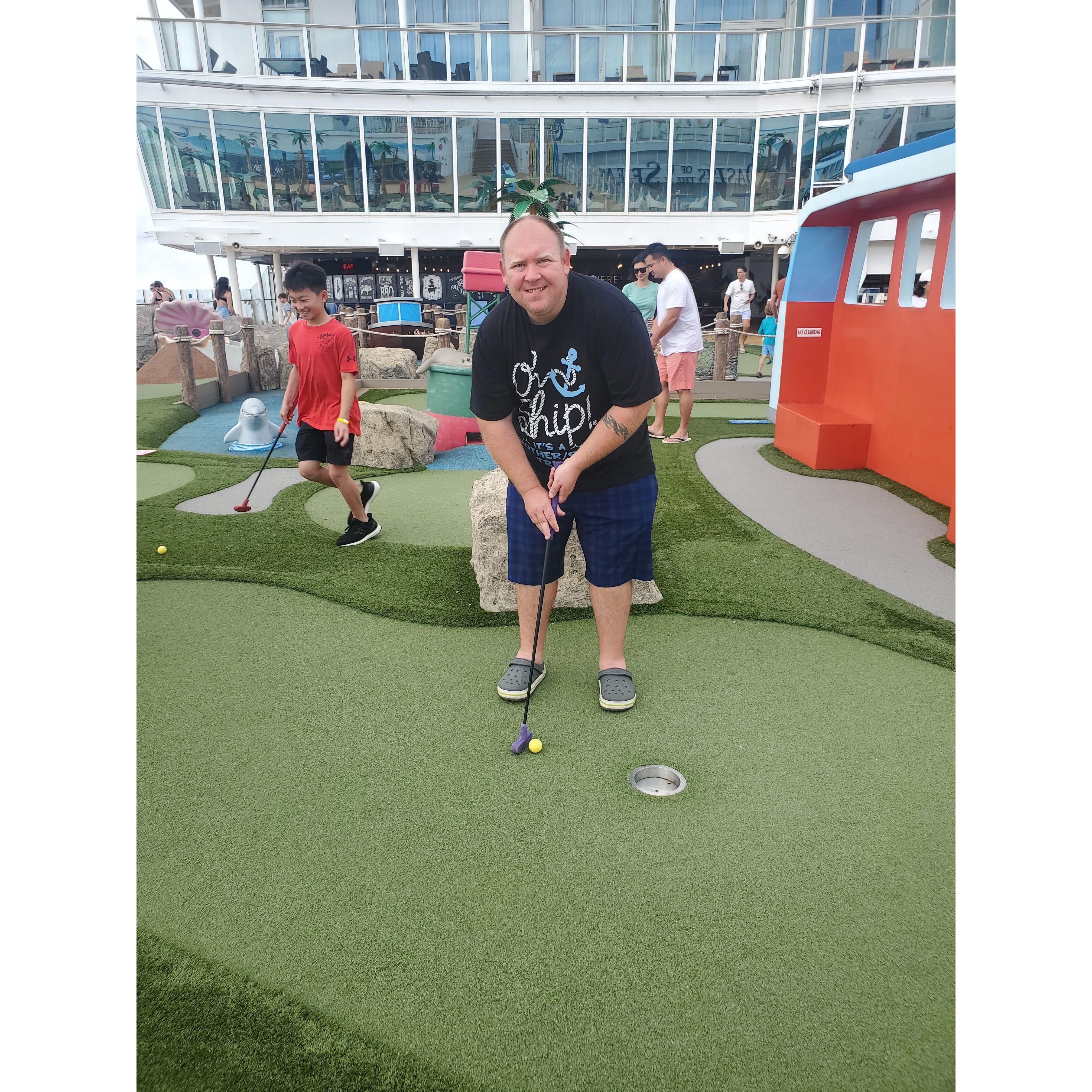 Mike won putt-putt.