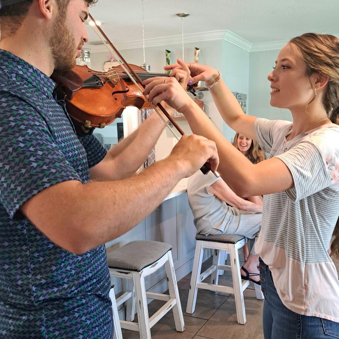 Tristan's first violin lesson!!