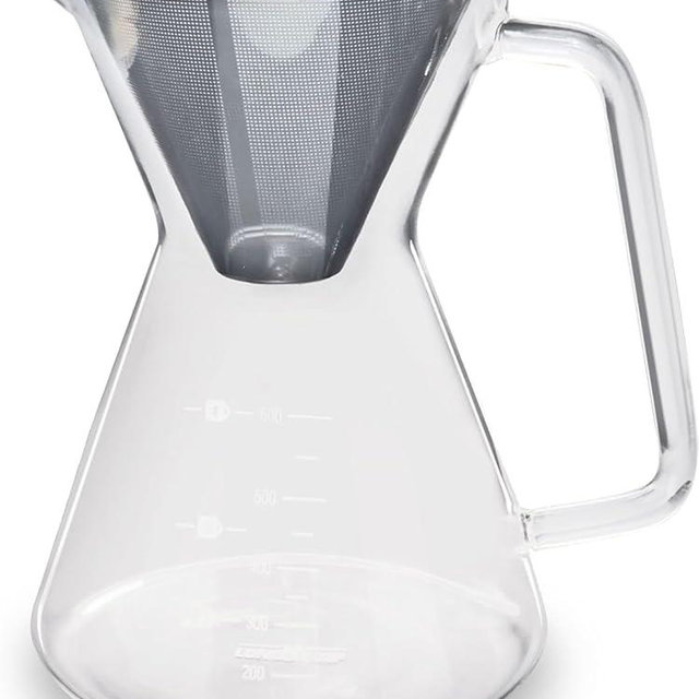 London Sip Glass Pour Over Coffee Carafe Coffee Maker with Reusable Stainless Steel Filter, Ergonomic Handle, and Easy-Pour Spout, 4-Cup (600 mL)