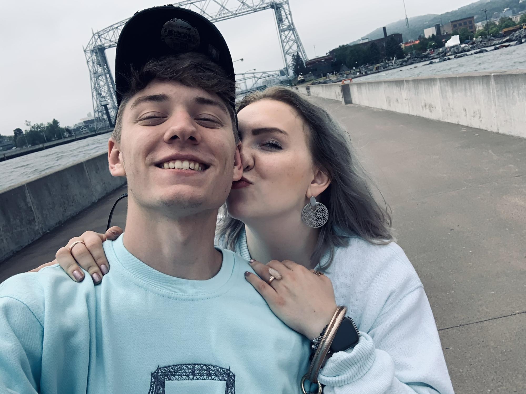 Our First day in Duluth after finally finding out first apartment together. 

Little did we know our wedding venue was right behind us :)