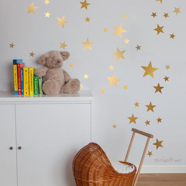 Gold Stars Wall Decal Vinyl Sticker Nursery - Golden Vinyl Stars -- Kids Vinyl Wall Stickers -Gold Stars wall stickers -Golden wall stickers
