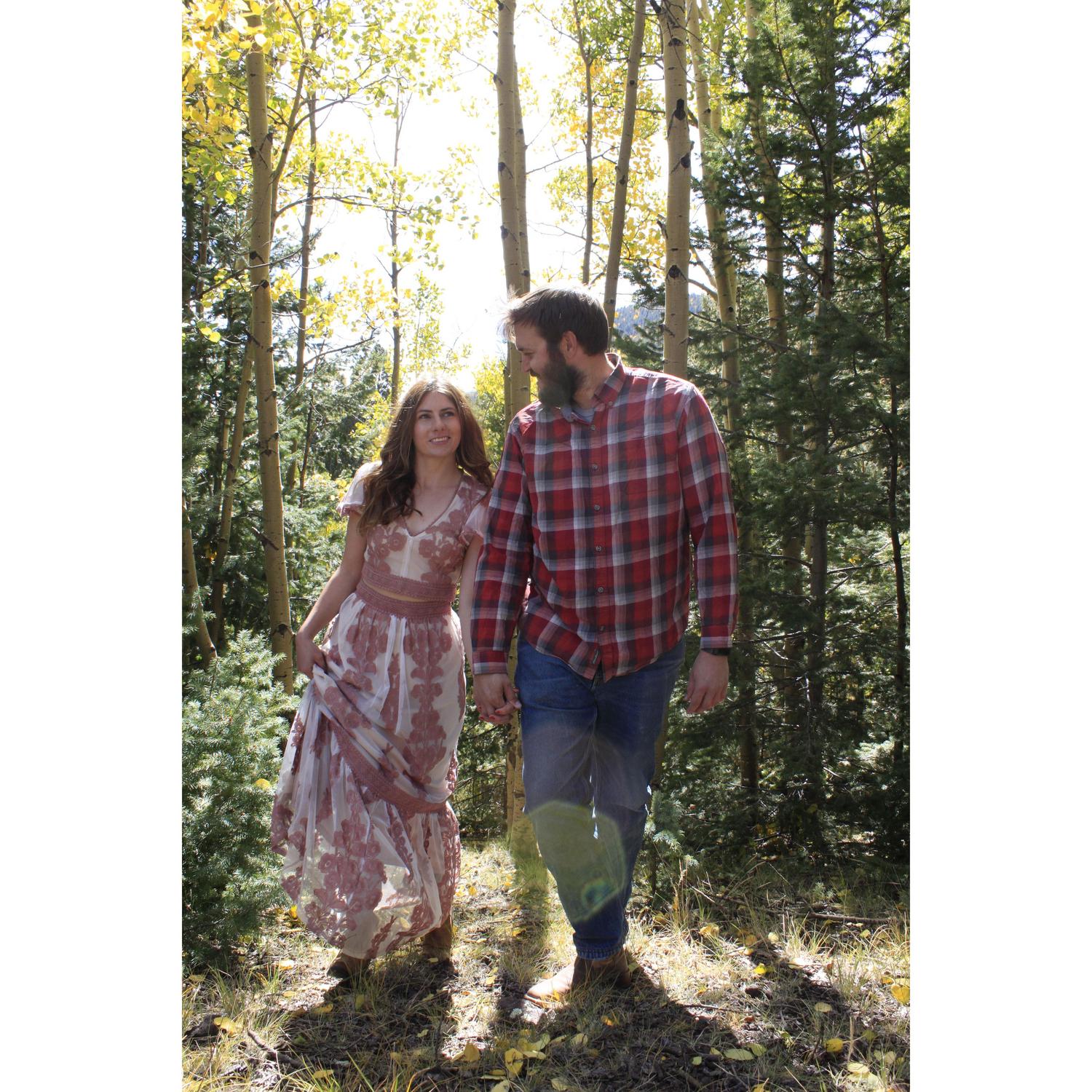 Casual walk through the woods...

(We took our engagement photos in the same spot in the Magdalena mountains that we hunted our first "date")