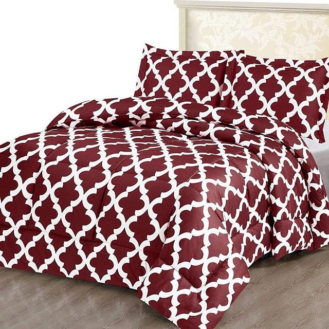 Utopia Bedding Printed Comforter Set (King/Cal King, Red) with 2 Pillow Shams - Luxurious Brushed Microfiber - Down Alternative Comforter - Soft and Comfortable - Machine Washable