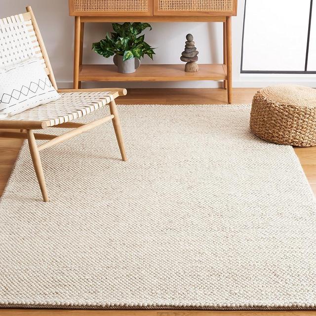 SAFAVIEH Natura Collection Area Rug - 9' x 12', Beige & Ivory, Handmade Wool, Ideal for High Traffic Areas in Living Room, Bedroom (NAT425B)