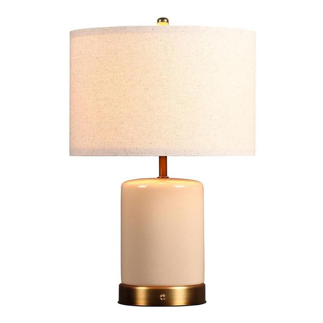 O’Bright Dune - Battery Powered Table Lamp, Rechargeable Cordless Ceramic Lamp, Full-Size 19.5 Inch Height, Dimmable, Smart Safety Protection, Type-C Fast Charging, LED Bulb Included, Cream White