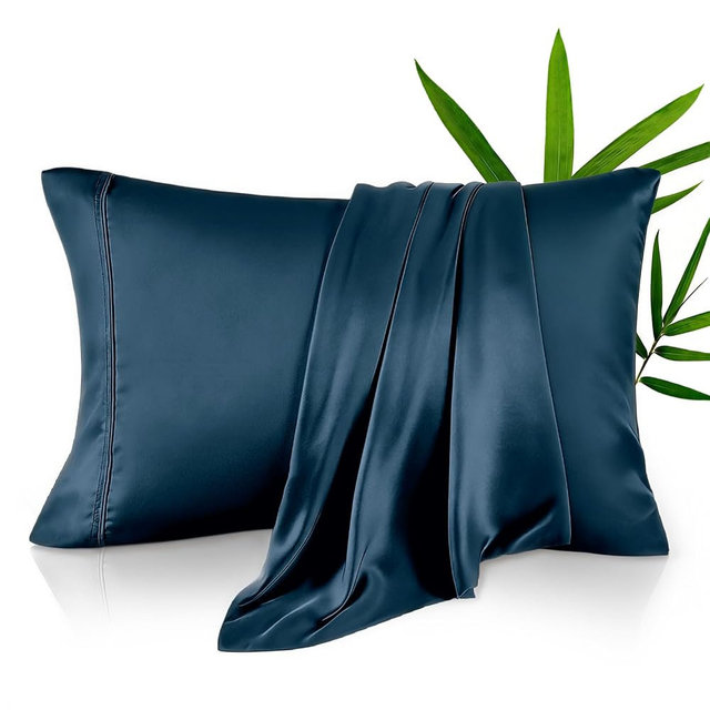 KRIMANO King Pillow Cases, Derived from Bamboo Viscose, Cooling Pillowcases, Breathable & Wicking Pillow Covers for Hot Sleepers, Envelope Closure, Navy Blue, 2 Pack, 20x40IN
