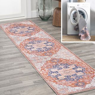 Maris Ornate Medallion Washable Runner Rug