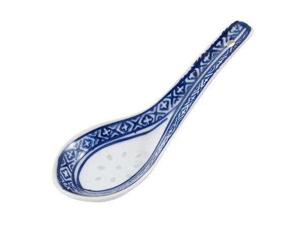 Classic Blue Rice Pattern Ceramic Spoon
