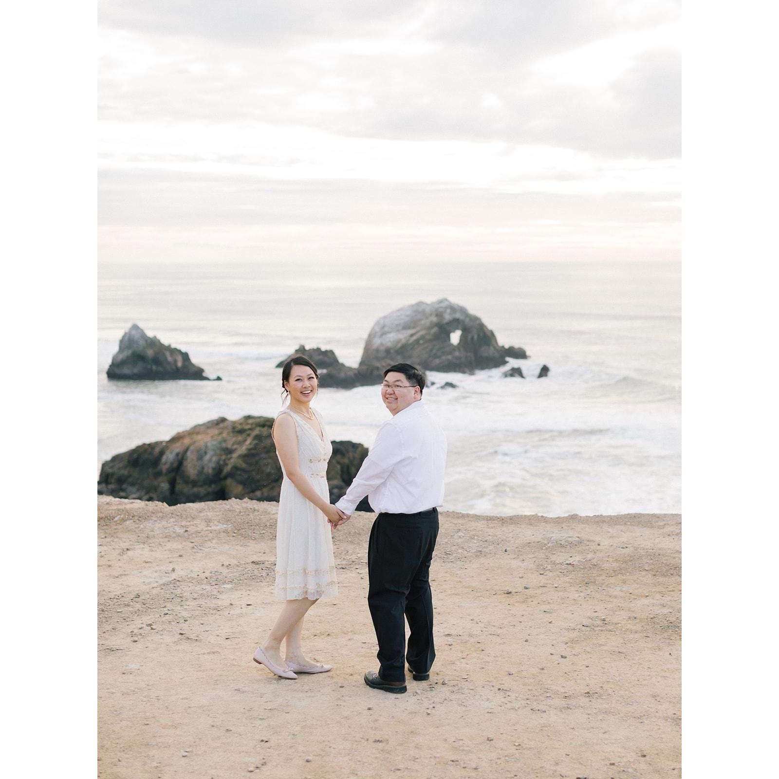 Enjoying a terrific sunset at Sutro Baths. Photographer: https://nvysotskaya.com/