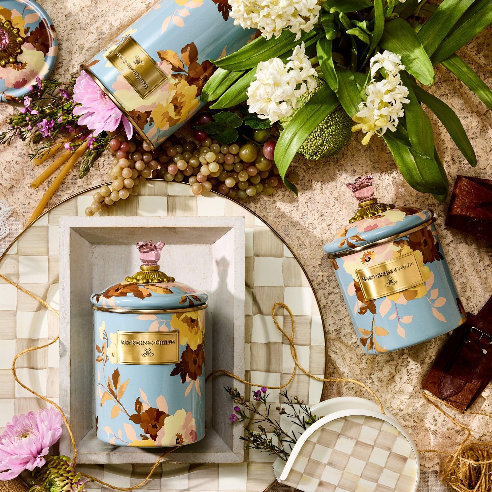 MacKenzie-Childs, Wild Rose Slate Stainless Steel Canister | Zola