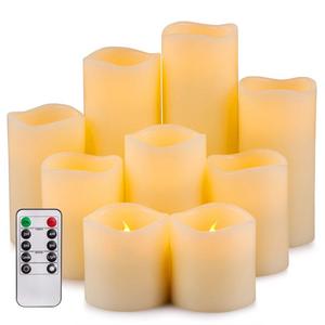 Lingyun - Enpornk Flameless Candles LED Pillar Battery Operated Candles with Remote Timer Ivory Color Set of 9 (D 3" x H 3"/3"/4"/4"/5"/5"/6"/7"/8") YT-00201