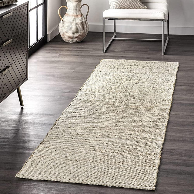 nuLOOM Elfriede Handwoven Solid Jute Runner Rug, 2' 6" x 6', Natural