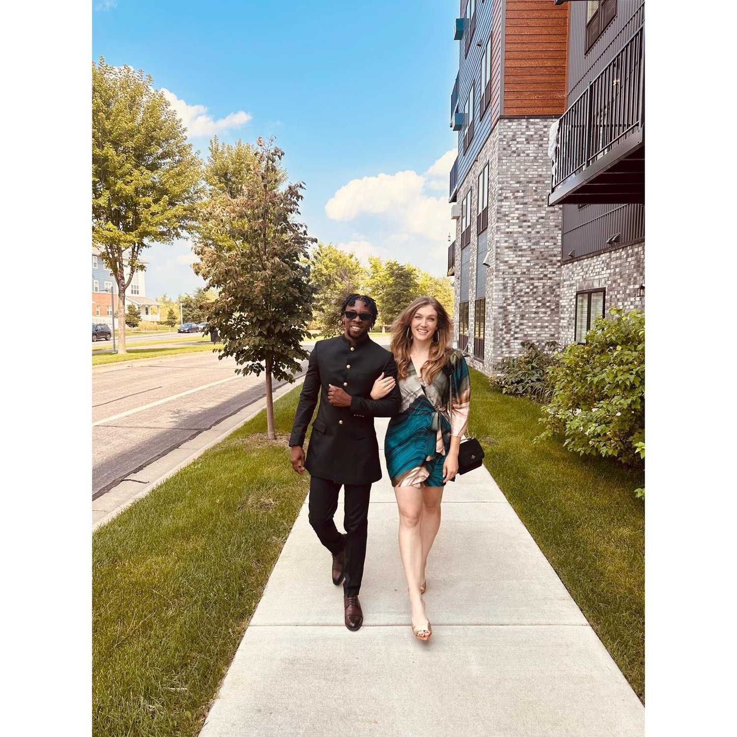 Our friend Melanie snapped this pic of us when we were headed to Abby and Ian's wedding!