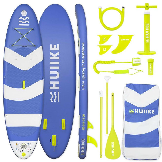 HUIIKE Inflatable Paddle Board for Adults with Accessories Included, Oar, Fins, Pump. Stand Up Paddleboard Great Stability and Resistance. 10’ x 33" x 5.9", Maximum Load 286 lb