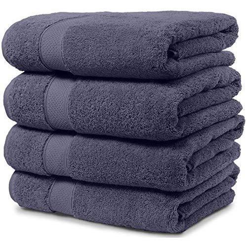 Maura 4 Piece Bath Towel Set. Extra Large 30"x56" Premium Turkish Towels. Thick, Soft, Plush and Highly Absorbent Luxury Hotel & Spa Quality Towels - Denim Blue