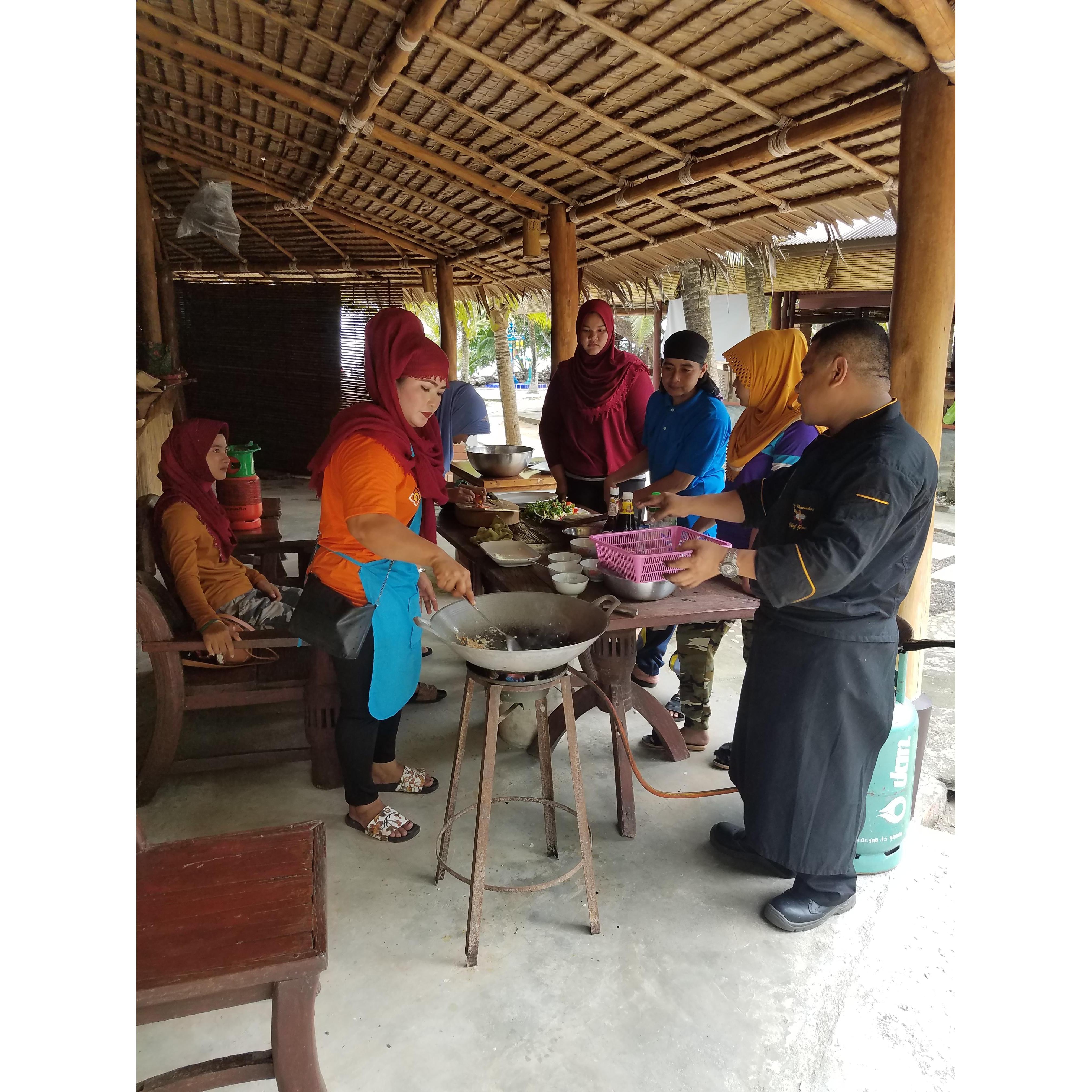 Invited to be official "Western tasters" as locals learned from high-end chef to cook for the tourists' palate, Siboya island Thailand