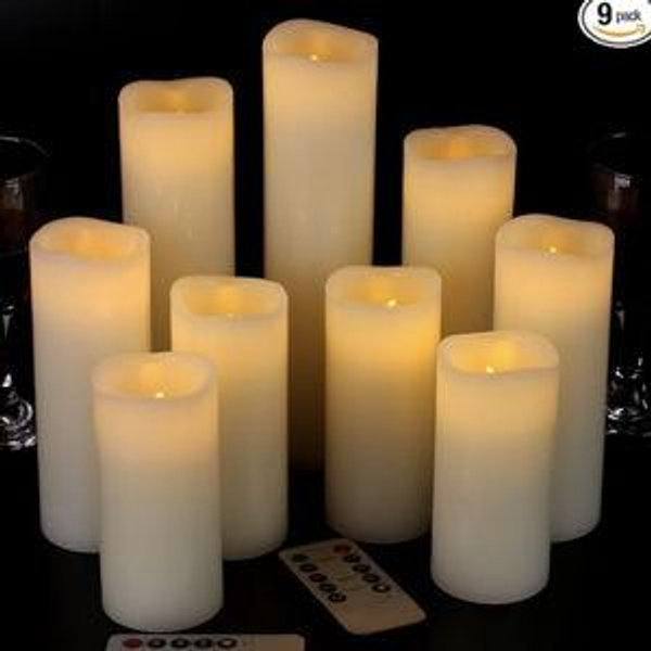 Vinkor Flameless Candles Battery Operated Candles Real Wax Pillar LED Candles with 10-Key Remote and Cycling 24 Hours Timer (Ivory 4" 5" 6" 7" 8" 9")