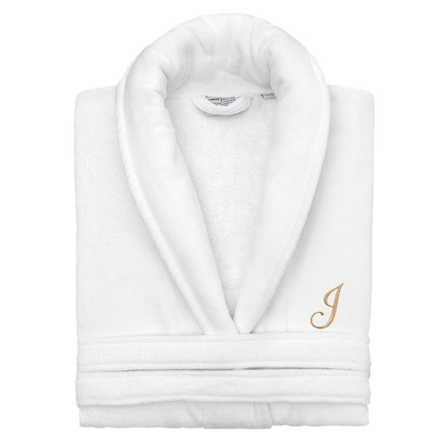 Linum Home Turkish Personalized Unisex Anovia Velour Cotton Bathrobe