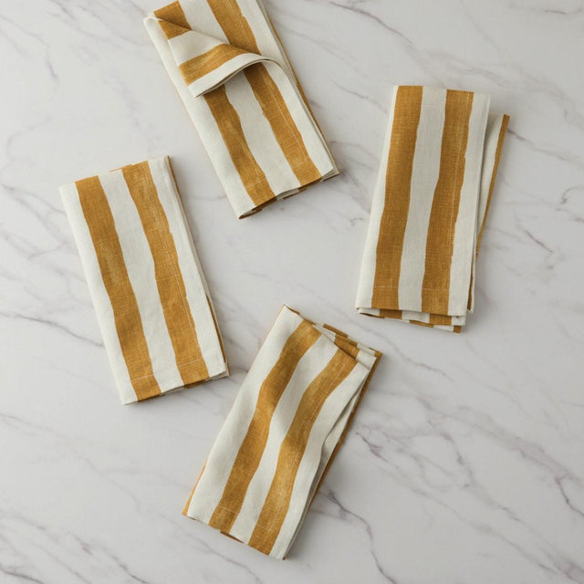 Painterly Stripe Linen Napkins (Set of 4) by Sarah Sherman Samuel