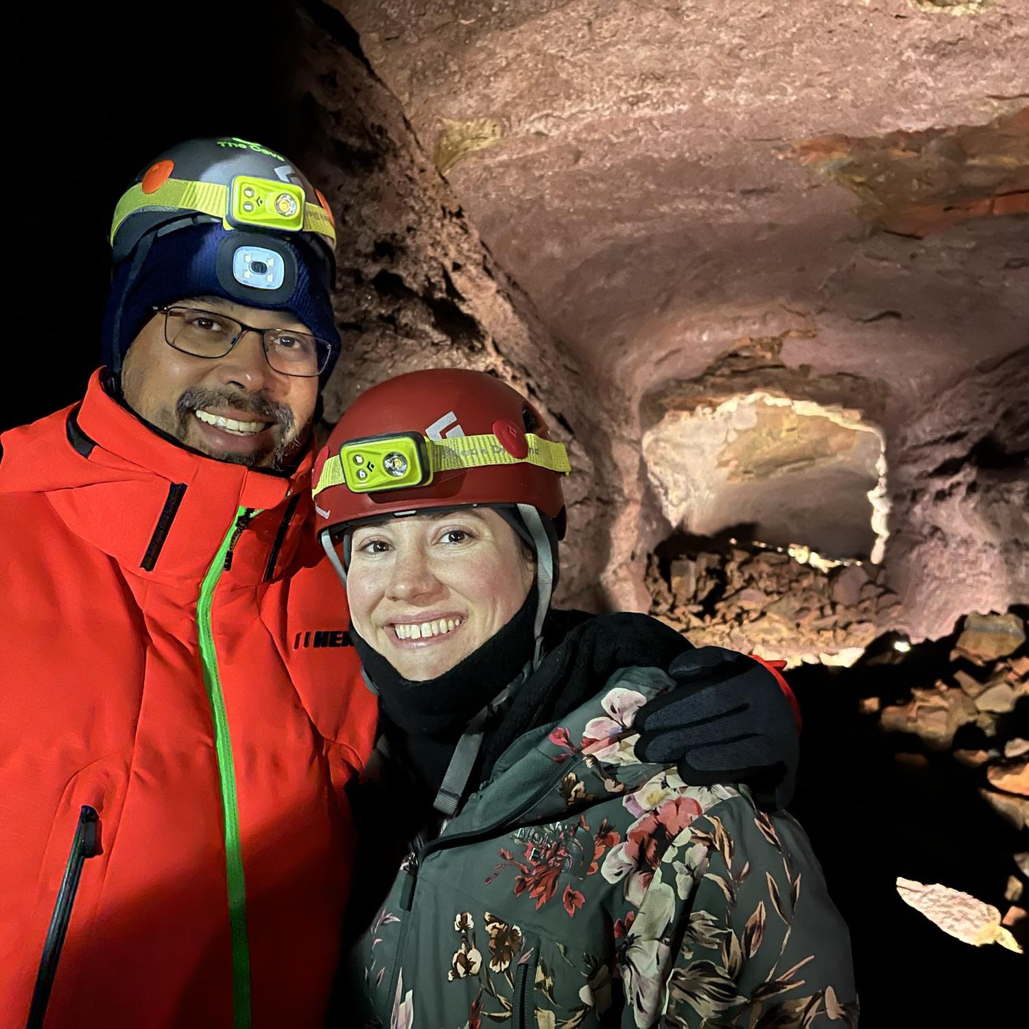 Exploring caves in Iceland