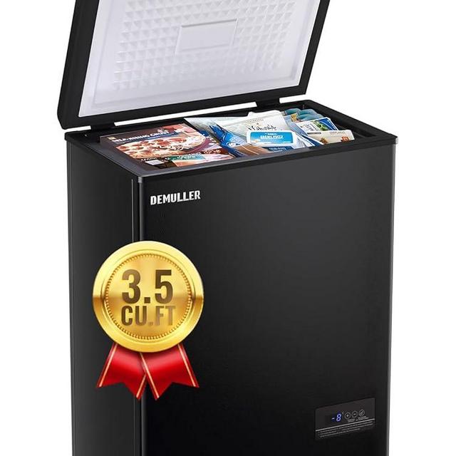 DEMULLER Chest Freezer Small Deep Freezer with Removable Basket, Compact Freezer with Digital Control Panel Temperature Ranges From -12℉ to 50℉, Mini Freezer for Homes Garages Basements Black