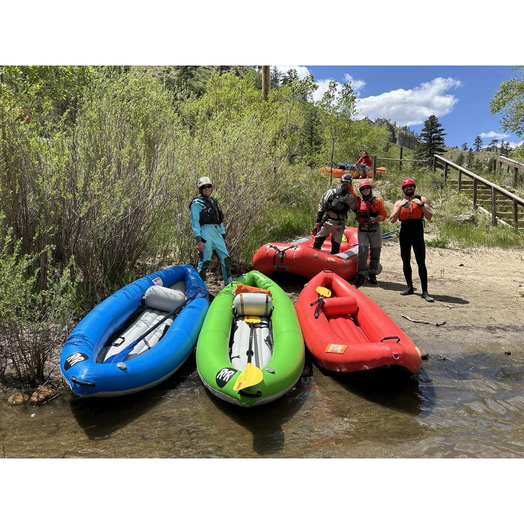 Rafting the poudre with a rainbow of rafts