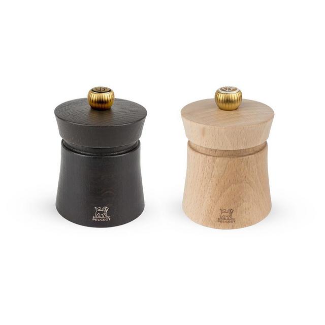 Baya Natural Salt + Chocolate Pepper Mill, S/2