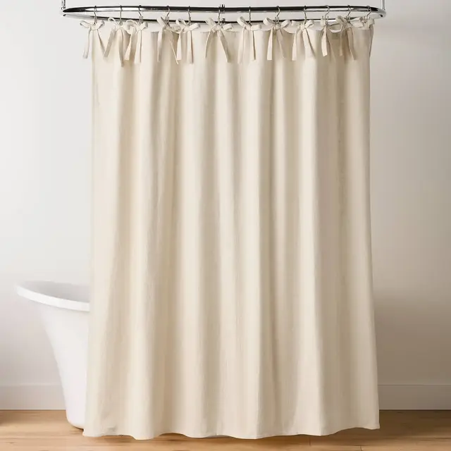 Ribbon Tie Shower Curtain Oatmeal - Hearth & Hand™ with Magnolia