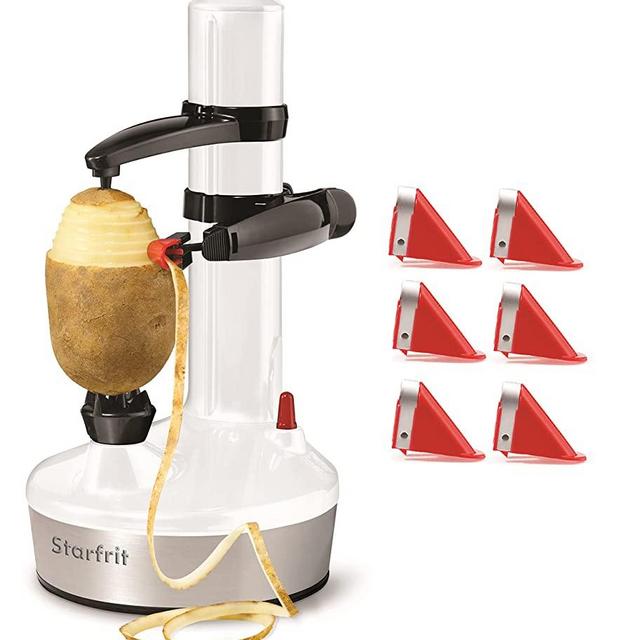 Starfrit Rotato Express 2.0 + 6 Replacement Blades | Updated Model - Electric Peeler (White)