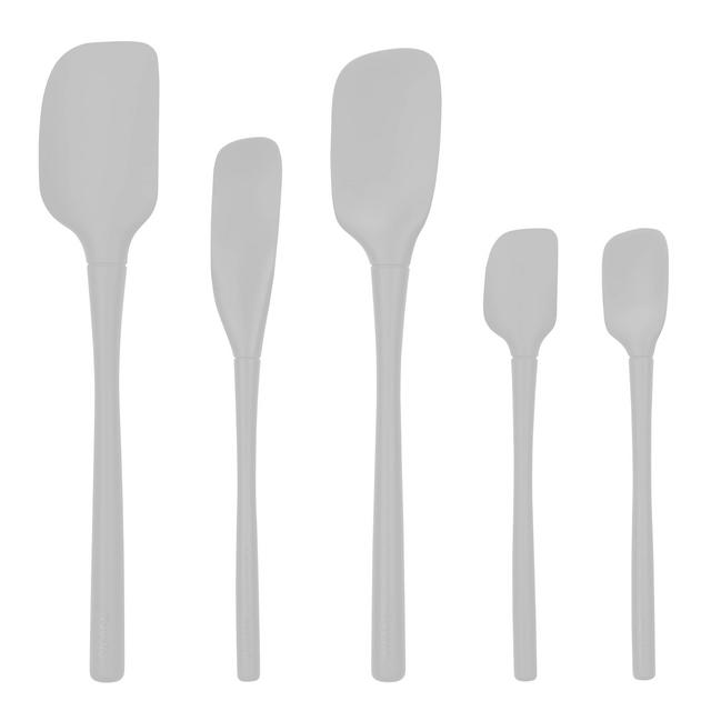 Tovolo Flex-Core All Silicone Spatula Set of 5 for Meal Prep, Cooking, Baking, and More - Oyster Gray