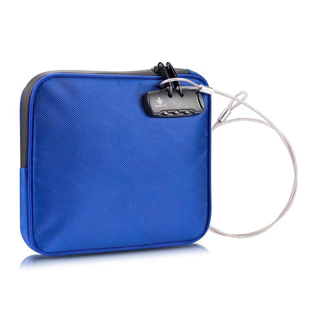 KOSMCCO Beach Locking Bag, 9x7.5 Inch Portable Safe for Phone, Wallet, Keys | Anti-Theft Locking Travel Pouch for Pool, Vacation (Blue)