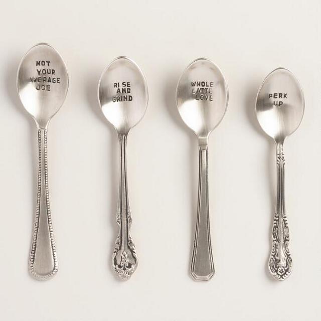 Hand-Stamped Coffee Spoons, Set of 4