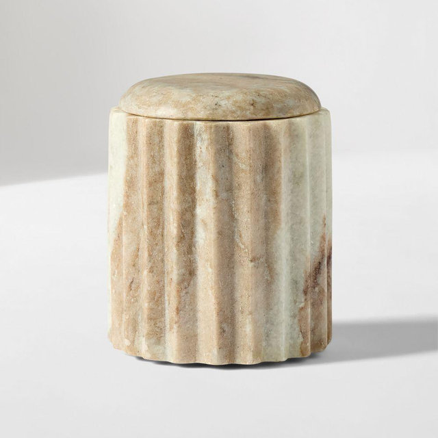 Fluted Marble Bath Accessories, Large Canister, O/S Marble Toronto