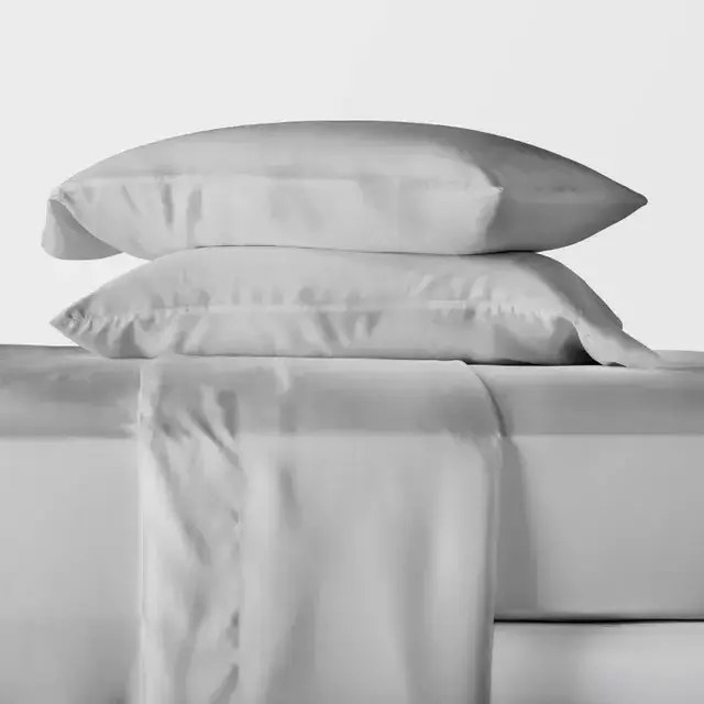 400 Thread Count Washed Lyocell Sheet Set in Light Grey, Size Queen - Casaluna™
