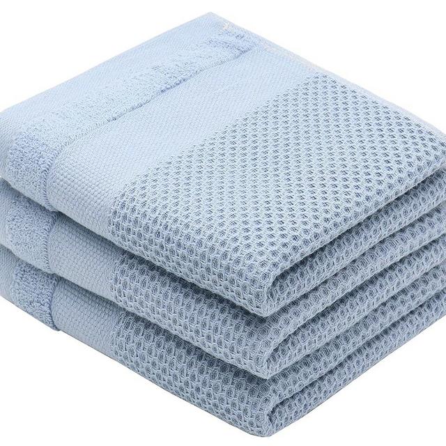 Mia'sDream Cotton Hand Face Head Towel Waffle Weave Kitchen Tea Towel Dish Towels, Soft and Absorbent Bath Guest Gym Towel Washcloths, 13inch x 28inch 3 Pack (Blue)