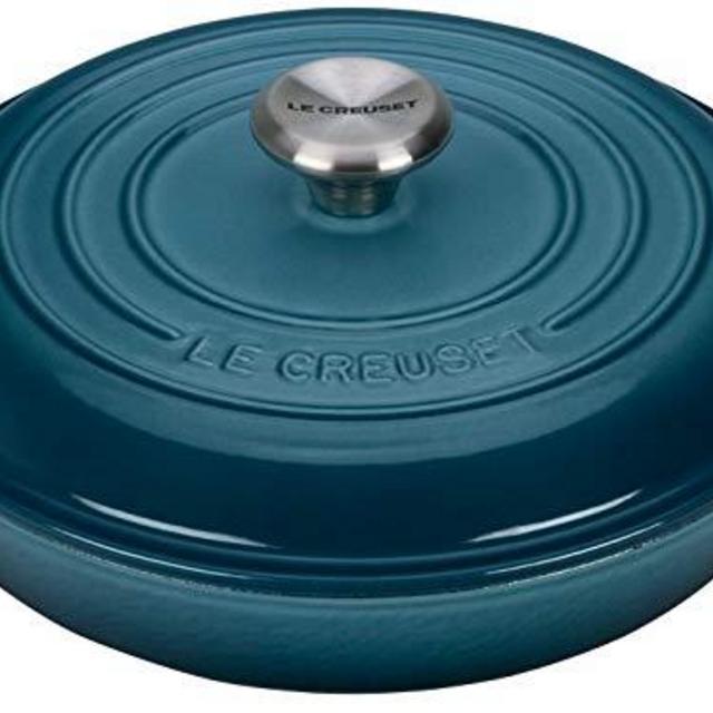 Le Creuset LS2532-306MSS Signature Enameled Cast-Iron 3 1/2 Quart Round Braiser, Marine w/SS Knob