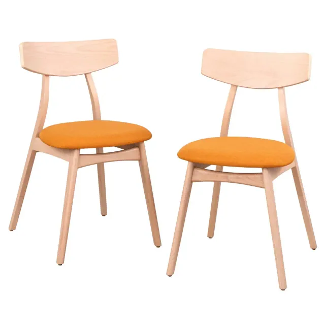 Cadiz Dining Chair Orange - Buylateral: Mid-Century Modern, Wood Frame, Linen Upholstery, Set of 2
