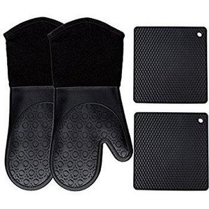 Homwe Silicone Oven Mitts and Potholders (4-Piece Sets)