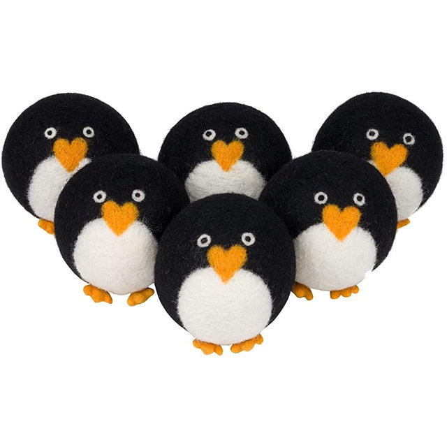 Wool Dryer Balls - Smart Sheep 6-Pack - XL Premium Natural Fabric Softener Award-Winning - Wool Balls Replaces Dryer Sheets - Wool Balls for Dryer - Laundry Balls for Dryer (Marching Penguins)