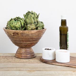 Boho Wood Pedestal Serving Bowl