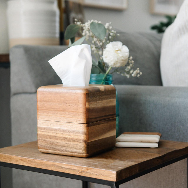 Acacia Wood Tissue Box Cover