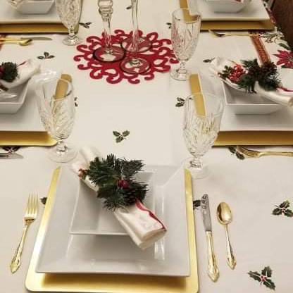Setting the table for Christmas dinner