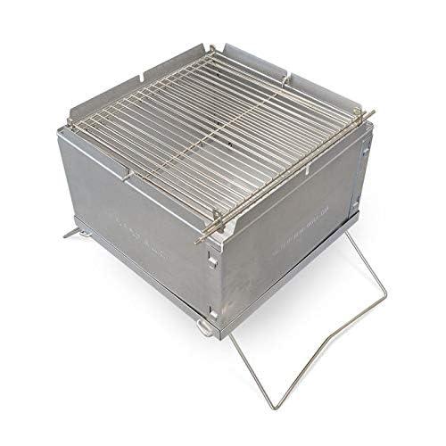 Generic Flip Flop Grill - Charcoal Barbecue Grill - Silver - Stainless Steel - Rotisserie Kit - Outdoor, Camping