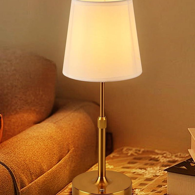 HISEEGO Wireless Table Lamp – Gold Retro Metal Design, Warm Light, Dimmable Bedside Lamp with 5200mAh Battery for Bedroom, Living Room, Night Stands