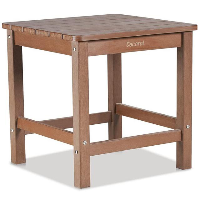 Cecarol Adirondack Side Table,19.6" Square Oversized Outdoor Side Table,Fade-Resistant Color,Weather Resistant End Table,Poly Resin Eco-Friendly Plastic Table for Porch,Patio, Seaside Indoor,Brown