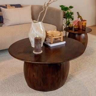 Modern Mango Wood Round Coffee Table